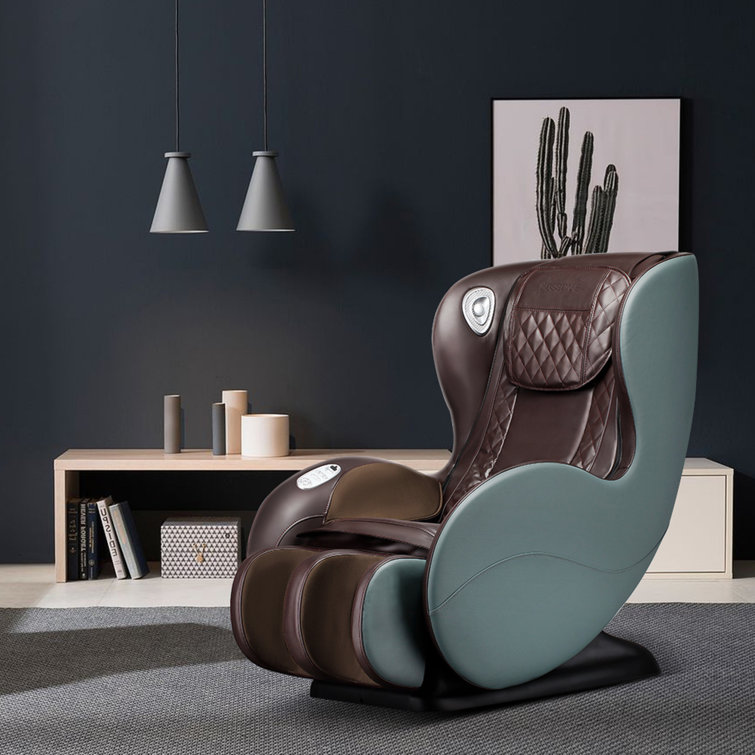 Inbox Zero Genuine Leather Power Reclining Heated Massage Chair Wayfair